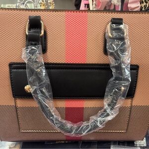 Tan and Red Women's Handbag